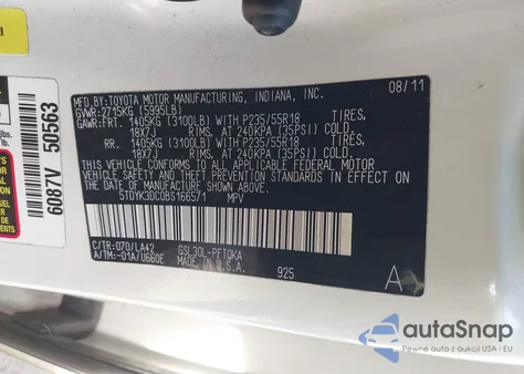 2011 Toyota Sienna Limited V6 из США, поврежденный, VIN 5TDYK3DC0BS166571